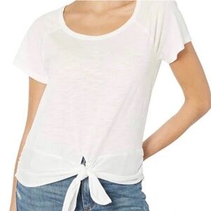 Sanctuary Lou Tie-Front Short Sleeve White T-Shirt Small